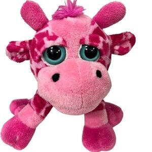 The Petting Zoo Giraffe Plush Stuffed Animal Pink Sitting 7 in Big Eyes